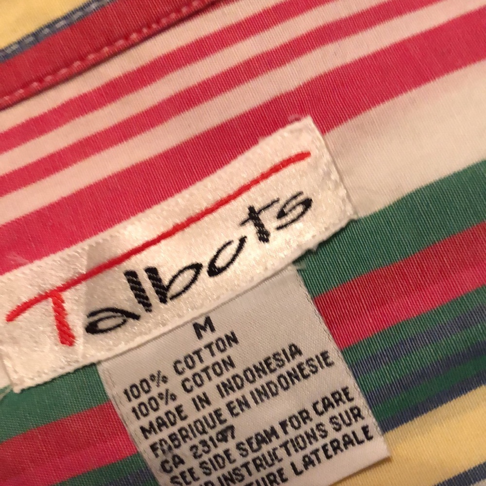 Talbots Multicolor Striped Button Down Top Size M - image 3